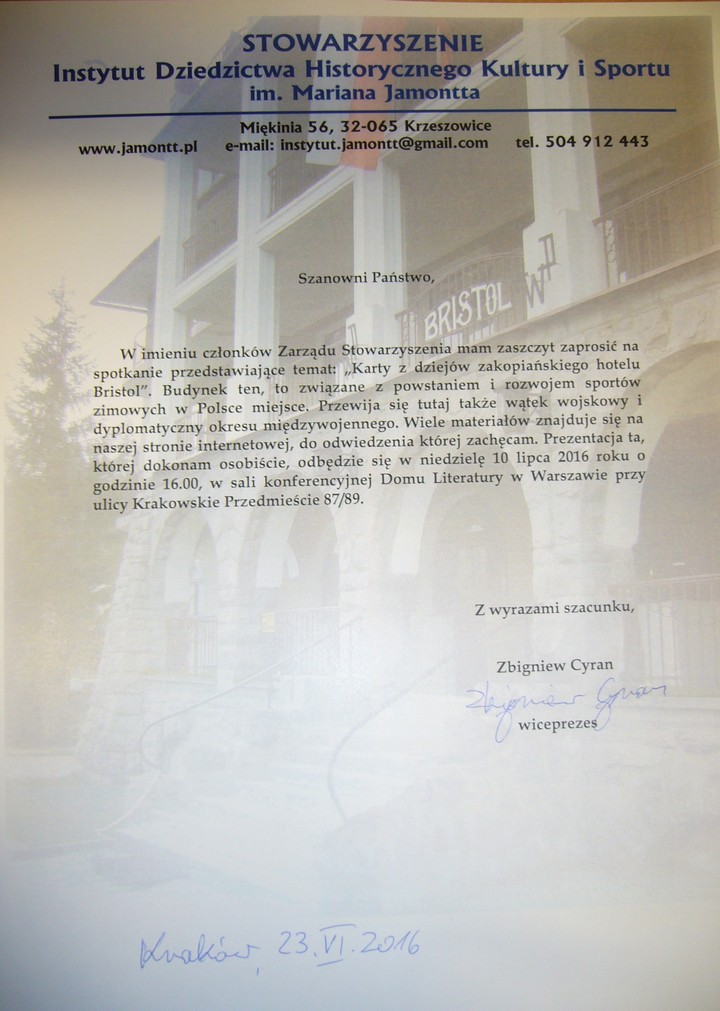 Karty z dziejów zakopiańskiego Bristolu